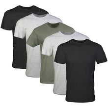 Load image into Gallery viewer, Gildan Men's Crew T-Shirts, Multipack, Style G1100, Black/Sport Grey/Military Green (5-Pack), Small