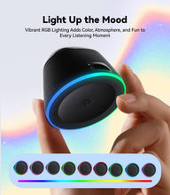 Load image into Gallery viewer, Portable Speaker Phone Stand Gifts:Birthday Graduation Mini Gifts for Him Her, 2 in 1 Magnetic Bluetooth Speakers, Loud Sound IPX5 Waterproof, 9 Light Modes, TWS, Home/Office/Travel Essentials-Black