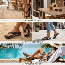 Load image into Gallery viewer, Platform Flip Flops for Women, Arch Support Cushion Thong Sandals, Thick Sole Pillow Slippers, Non-Slip Summer Beach Shoes, Black size US 9