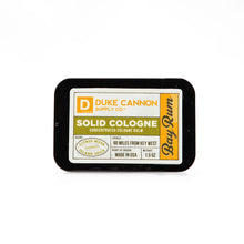 Load image into Gallery viewer, Duke Cannon Supply Co. Solid Cologne for Men Bay Rum (Citrus Musk, Cedarwood, Island Spice) - Concentrated Balm, Travel-Friendly Convenient Tin, Made with Natural & Organic Ingredients 1.5 oz (1 unit)