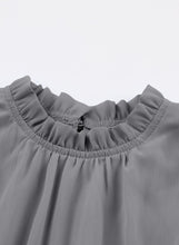 Load image into Gallery viewer, blibean Girl Short Sleeve Dress Tween Kid Summer Boho Ruffle Dresses Preteen Tiered Swing Outfit Solid Flowy Formal Party Fancy Clothes Size 8-9 Years Large Grey