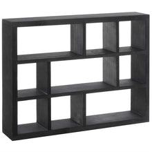 Load image into Gallery viewer, MyGift 9 Compartment Modern Black Solid Wood Shadow Box, Wall Mountable Curio Display Case, Freestanding or Floating Shelf for Collectible Figurines, Succulents