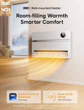 Load image into Gallery viewer, Dreo Smart Wall Heater, Electric Space Heater for Bedroom 1500W, 120° Vertical Oscillation, Adjustable Thermostat, Remote Control, 24H Timer, Easy-Mount Heater for Indoor Use, Works with Alexa, WH719S