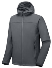 Load image into Gallery viewer, Little Donkey Andy Men's Lightweight Fleece Lined Jackets Hooded Windproof Jackets for Hiking Outdoor Grey L