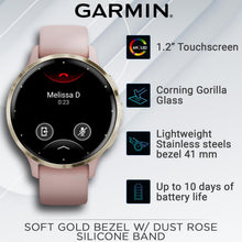 Load image into Gallery viewer, Wearable4U - Garmin Venu 3S GPS Smartwatch, AMOLED Display 41 mm Watch, Advanced Health and Fitness Features, Up to 10 Days of Battery, Sleep Coach, Dust Rose with Black Earbuds Bundle