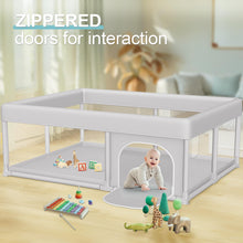 Load image into Gallery viewer, Hiaksedt Large Baby Playpen 65x50 Inch, PlayPen for Babies and Toddlers, Sturdy Safety Play Yard for Indoor & Outdoor with Zipper Gate