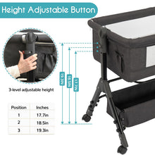 Load image into Gallery viewer, BCOL Baby Bassinet, Bedside Bassinet for Baby, 3 in 1 Bassinet Bedside Sleeper with Wheels, Mosquito Net, Adjustable Easy Folding Portable Bed for Infant Newborn (Dark Grey)