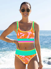 Load image into Gallery viewer, popvil High Waisted Bikini Sets for Women Tummy Control Swimsuits 3 Piece Bathing Suits Neon Swimwear with Skirt 2026 Orange Medium