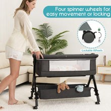 Load image into Gallery viewer, BCOL Baby Bassinet, Bedside Bassinet for Baby, 3 in 1 Bassinet Bedside Sleeper with Wheels, Mosquito Net, Adjustable Easy Folding Portable Bed for Infant Newborn (Dark Grey)