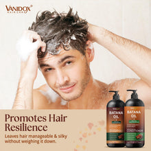 Load image into Gallery viewer, VANIDOX Batana Oil Shampoo and Conditioner Set – Biotin & Niacinamide Infused – Sulfate-Free, Paraben-Free – Moisturizing & Strengthening Hair Care for All Hair Types – 2 x 16 fl oz