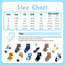Load image into Gallery viewer, HYzgb Toddler Socks Boys 5T 6T 7T with Grips 12 Pairs Non Slip Little Kids Cotton Socks Crew Grippers Socks for Toddler Kids 5-6-7 Years Old (Panda Style)