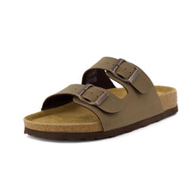 Load image into Gallery viewer, CUSHIONAIRE Lane Cork Footbed Sandals for Women – Comfortable Double Buckle Slip-On with Genuine Suede Footbed & Arch Support Slides for Women Footwear, BROWN 8