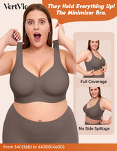 Load image into Gallery viewer, Vertvie Jelly Bras for Women Plus Size Minimizer Soft Wireless Push Up Bra Full Supportive Older Lift Back Coverage Bralette(Grey,42D)