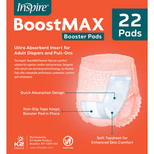 Load image into Gallery viewer, Inspire Incontinence Booster Pads Super Absorbent Absorbs Over 5 Cups | Liner Women and Men | Inserts for Adult Diapers Overnight 22 Count