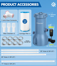 Load image into Gallery viewer, KimFilter Pro Series 1000 GPH Above Ground Pool Filter Pump, Powerful Pool Cartridge Filter Pump, Water Circulation and Filtration System -Improved Water Clean & Clarity, Pools Pumps Above Ground-Gray