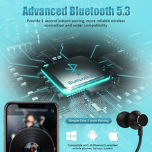 Load image into Gallery viewer, Lecefty Neckband Bluetooth Headphones, 200H Extra Long Playtime Wireless Stereo Neckband Earbuds with Microphone, Waterproof Balanced Armature Drivers in Ear Headset for Sports/Workout (Cyan Green)