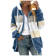Load image into Gallery viewer, SHAOBGE Previous Orders Placed By Me In 2024 Cyber Of Monday Deals 2024 Winter Coats For Women Fuzzy Fleece Jacket Hooded Color Block Patchwork Cardigan Coats Outerwear With Pockets Blue X-Large