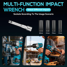 Load image into Gallery viewer, 1/2 Inch Cordless Impact Wrench, 900 Ft-lbs (1200 N·m) High Torque Brushless Impact Driver Gun, 2300 RPM, 2×4.0 Ah Batteries, LED Light, 4 Sockets, Variable Speed Power Tool for Car & Tire Removal