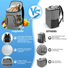 Load image into Gallery viewer, Capolo Cooler Backpack 30 Cans, Insulated Backpack Cooler Leak Proof Large Capacity Thermal Bag Beverage Soft Cooler Bag Lunch Camping Travel Picnic Hiking for Men Women Gray