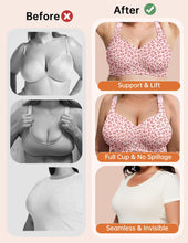 Load image into Gallery viewer, Vertvie Jelly Bras for Women Plus Size Minimizer Soft Wireless Push Up Bra Full Supportive Older Lift Back Coverage Bralette(Leopard Pink,42D)