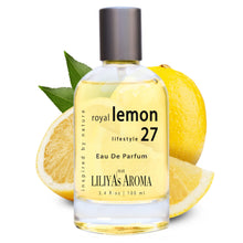Load image into Gallery viewer, Liliya's Aroma Royal Lemon 27 Eau De Parfum - Vegan & Clean Perfume for Women & Men - Citrus Perfume - Fresh Lemon Notes & Green Musk 3.4 Fl Oz