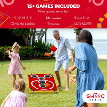 Load image into Gallery viewer, SWOOC Games - Coney Island Toss™ - Arcade Style Cornhole Board Set w/Carrying Case & 15+ Games - Corn Hole Games for Adults - Kids Bean Bag Toss Game - Kids Cornhole Set w/Bags - Outdoor Yard Games