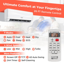 Load image into Gallery viewer, COSTWAY 12000BTU Mini Split Air Conditioner& Heater, 20 SEER2 115V Wall-Mounted Ductless AC Unit Cools Rooms up to 750 Sq. Ft, Energy Efficient Inverter AC with Heat Pump (Blast Series)