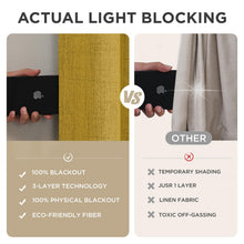 Load image into Gallery viewer, Joydeco Blackout Curtains for Bedroom - 100% Light Blocking 2 Panels Set Yellow Drapes 42"W x 108"L, Thermal Insulated Room Darkening Curtains, Linen Textured for Living Room, Rod Pocket & Back Tabs