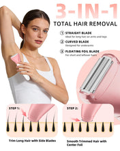 Load image into Gallery viewer, Ufree Bikini Trimmer Electric Razors for Women, Ceramic Blade Body Hair Trimmer, IPX7 Waterproof Rechargeable Lady Shaver, Personal Groomer for Legs & Pubic Hair, Gifts for Women, Gold