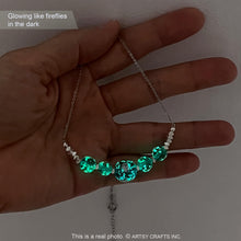 Load image into Gallery viewer, ARTSY CRAFTS INC Glow in The Dark Firefly Beads Bracelets Necklaces, Murano Glass Beads Crystal Birthstone Beaded Jewelry Adjustable Link Chain Neckalce (Necklace-Teal)
