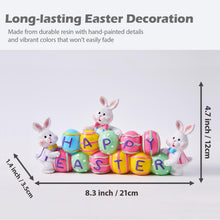 Load image into Gallery viewer, yumhum 3 Bunny Holding Eggs and Happy Easter Decorations, Resin Easter Bunny Rabbits Figurine Tabletop Centerpiece for Spring Decor Easter Home Office Party Decor