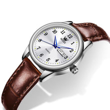 Load image into Gallery viewer, OLEVS Classic Leather Watches for Women, Business Dress Arabic Numerals Ladies Watches, Day Date Waterproof Analog Quartz Womens Wrist Watches Brown Leather Strap White Face Relojes para Mujer