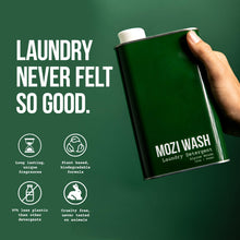 Load image into Gallery viewer, Mozi Wash Laundry Detergent Liquid, Alpine Woods, 50+ Loads, Concentrated, Plant Based, Cruelty & Dye Free, Phosphate & Paraben Free, Earth Friendly, Long Lasting Fresh Scent, 32 oz Recyclable Bottle