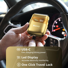 Load image into Gallery viewer, Electric Foil Shavers for Men, Mini Electric Razor, Compact Face Shaver, IPX7 Waterproof Wet Dry Cordless Razor, LED Display, USB-C, Travel-Friendly, Light Gold,Father's Day Gifts