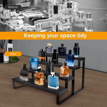 Load image into Gallery viewer, Wood Cologne Organizer for Men,4 Tier Perfume Organizer for Dresser Waterproof Cologne Stand with Anti-Slip Washers for Party,Makeup,Figures,Cupcake,Perfume,Dessert,Display Risers Stand for Organize