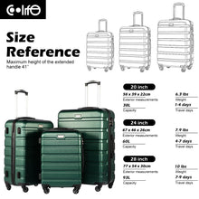 Load image into Gallery viewer, Coolife Luggage 3 Piece Set, Lightweight Durable Hardshell Suitcase set with 360° Spinner Wheels, TSA-approved Lock, Checked Family Travel Luggage sets, 20/24/28 Inch, Dark Green