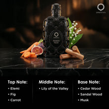 Load image into Gallery viewer, Orientica Luxury Collection Amber Noir Eau De Parfum 2.7oz / 80ml – Woody, Spicy, Elemi, Fig, Carrot, Lily of the Valley, Cedarwood, Sandalwood, Musk - Arabic Perfume for Men & Women