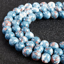 Load image into Gallery viewer, 60pcs 6mm Natural Blue Rain Flower Beads Gemstone Beads Round Loose Beads for Jewelry Making