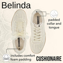 Load image into Gallery viewer, CUSHIONAIRE Belinda Women’s Lace Detail Casual Sneakers – Elegant Ribbon Lace-Up Shoes with Memory Foam, Ivory Vegan Suede 7