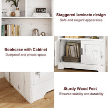 Load image into Gallery viewer, IDEALHOUSE Wood Bookcase with Doors White Bookshelf with LED Lights Modern Storage Rack 3 Shelf Standing Bookshelves Large Display Shelf Unique Book Shelf for Bedroom, Living Room, Home Office