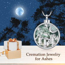 Load image into Gallery viewer, WINNICACA Mountain Range Cremation Jewelry for Ashes Moss Agate Crystal Urn Necklace for Women Mountian Range Memorial Jewelry Gifts