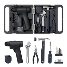Load image into Gallery viewer, HOTO 25PCS Household Tool Kit with 16V Brushless Drill, 3/8” Keyless Chuck, Smart Display, 50 N·m Torque, 32 Torque Settings, LED Light, Includes Hammer, Wrench, Pliers, 8 x Drill Bits, 10 x Bits