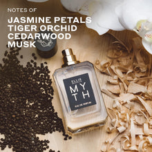 Load image into Gallery viewer, Ellis Brooklyn MYTH Eau de Parfum, Sophisticated Jasmine Musk Perfume for Women, Clean, Vegan, Paraben-Free, Long Lasting, Notes of Bergamot, Tiger Orchid & White Cedarwood, 50ml / 1.7oz