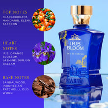 Load image into Gallery viewer, H HABIBI Iris Bloom Long-Lasting Arabian Perfumes for Women, Eau de Parfum for Women (2.5 Oz) Unique Fragrance With Rare Exotic Notes Of Blackcurrant, Jasmine & Saffron