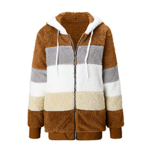 Load image into Gallery viewer, With Amaon On Amaon 2024 Oct 8-9 Oversized Fuzzy Fleece Jackets For Women Fashion 2024 Color Block Faux Fur Cardigan Coat Shaggy Warm Winter Outerwear Coffee X