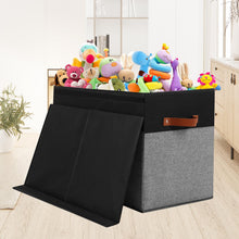Load image into Gallery viewer, Gowee Large Toy Storage Box with Lid, Sturdy Toys Storage Chest Bin Organizer Basket with Dividers for Kids, Boys, Girls, Nursery, Closet, Bedroom, Playroom 25"x13" x16" (Black and Grey)