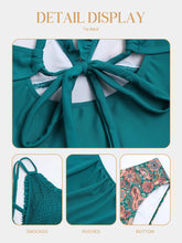 Load image into Gallery viewer, ZAFUL Womens Swimsuits Tankini Smocked 2 Piece Bathing Suit Modest Full Coverage Swimsuit Tummy Control High Waisted Slmming Adjustable Straps Tie Back Tankinis Swimwear 2025 Peacock Green XXL