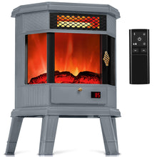 Load image into Gallery viewer, RealSmart Electric Fireplace Heater 22 in Freestanding Fireplace Stove Infrared Fireplace with 3D Flame Effect Remoted Control, Timer, Overheating Protection (Gray)