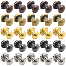 Load image into Gallery viewer, YORANYO 75 Sets 8MM Round Head Button Stud for Leather Chicago Screws Spikes and Stud Leather Rivets Screws Button Rivets for Repair and Decorate Clothing Shoes Belts Bags Dog Collars (Mixed in Box)