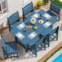 Load image into Gallery viewer, SERWALL Patio Dining Sets for 6 Person, HDPE Dining Set with 6 Armless Chairs, Blue